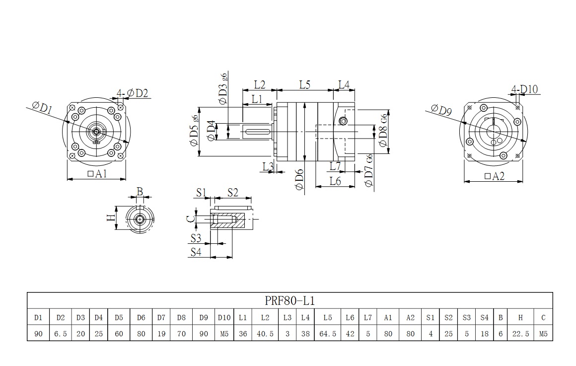 PRL80_L1系列伺服減速機(jī)圖紙